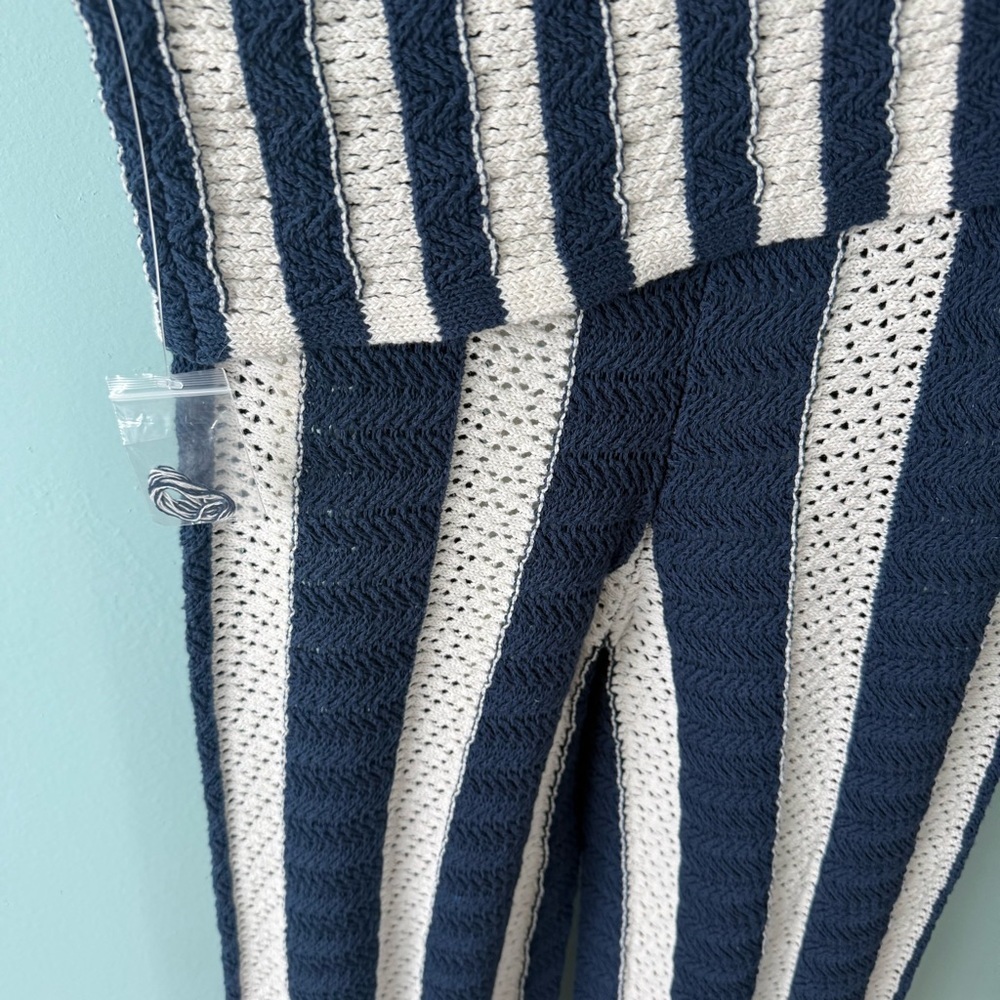 Free People Joan Fauxchet Crochet Set Size S One Shoulder Top Low Rise wide Leg - Picture 12 of 16